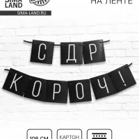 Гирлянда на ленте &laquo;С ДР короч!&raquo; чёрная, длина 108 см