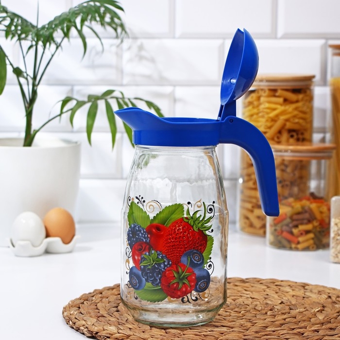 Кувшин с крышкой «Ягодный фреш», стеклянный, 1,5 л, с крышкой