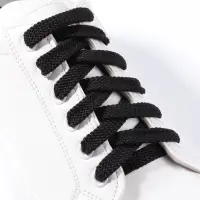 Шнурки для обуви, плоские, 8 мм, 130 см, фасовка 25 шт, цвет чёрный