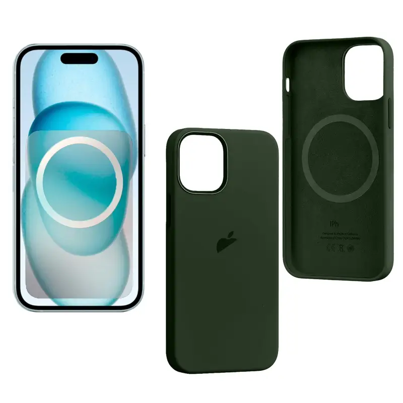 Чехол iPh 15 Silicon Case 100% ORG (MagSafe + анимация NFC) c LOGO Cypress