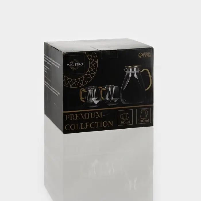 Набор для напитков Magistro &laquo;Льдинка&raquo;, 5 предметов: кувшин 1.6 л, 4 кружки 300 мл, стекло