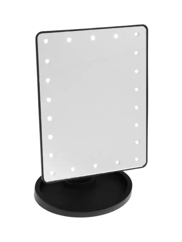 Зеркало KZ-06, подсветка, сенсорная кнопка, 22 диода, 26.5&times;16&times;12 см, 4хАА, чёрное