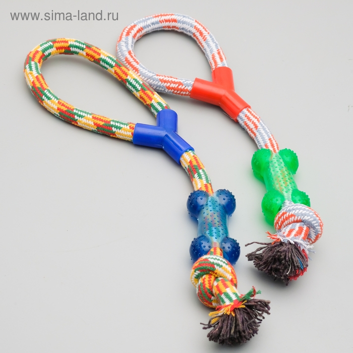 Игрушка тренировочная канатная с косточкой, до 120 г, до 40 см, микс цветов Игрушка тренировочная канатная с косточкой, до 120 г, до 40 см, микс цветов