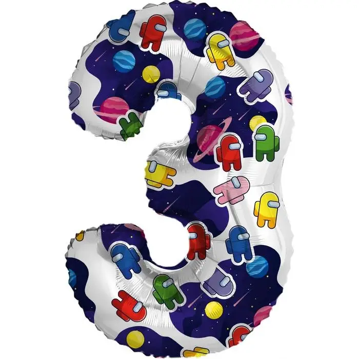 Воздушный шар фольгированный 32" &laquo;Космонавтики&raquo;, цифра 3
