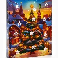 Адвент календарь новогодний с мёдом «С Новым Годом», облепиха, кедровые орешки, малина, цитрус, клубника