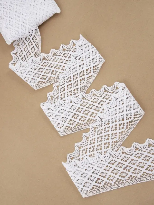 Кружево вязаное, 80 мм, 10&plusmn;1 м, белое