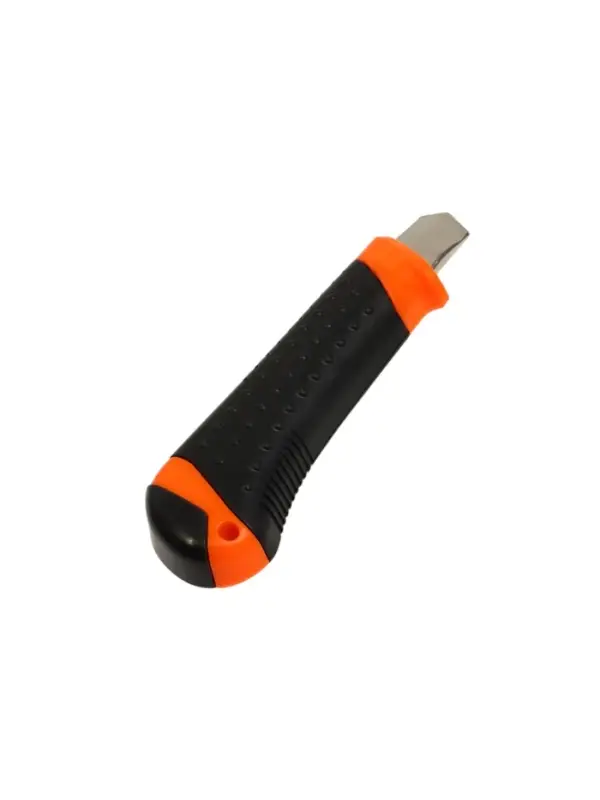 Нож универсальный ЛОМ, 2К корпус, металлическая направляющая, 18 мм