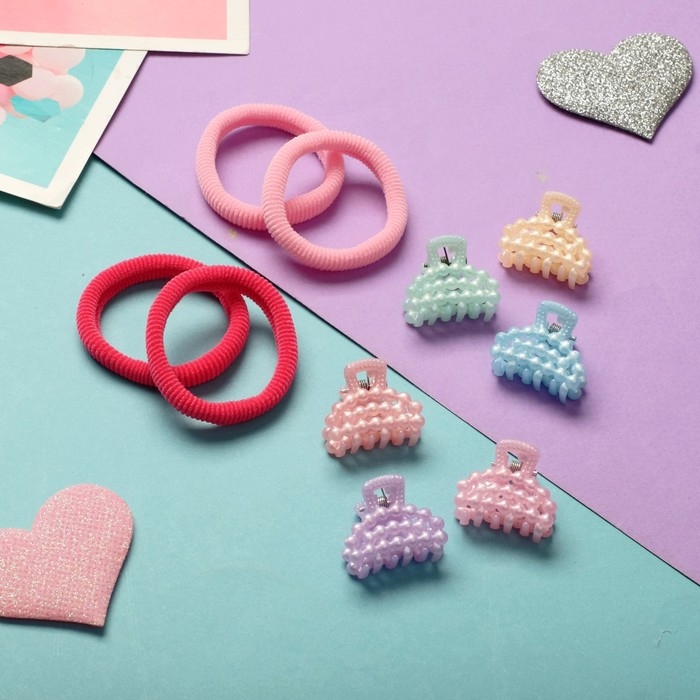 Набор для волос Набор для волос "Бусинка" (4 резинки, 6 крабов) дуга, 2 см