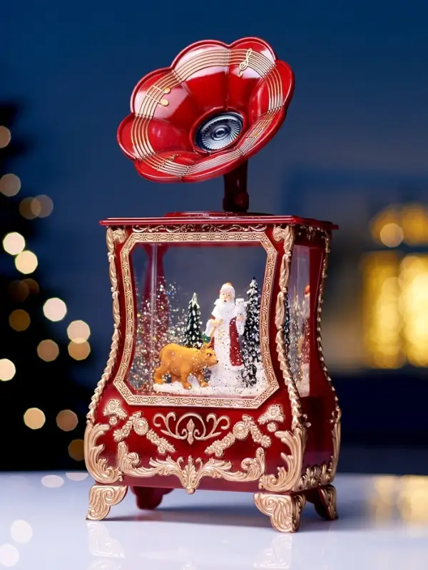 Светодиодная фигура &laquo;Граммофон&raquo; 36&times;16&times;9 см, от батареек 3хААА, музыка, USB, свечение тёплое белое