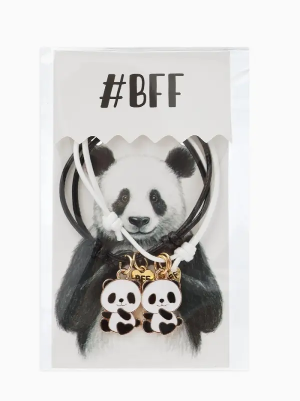 Браслеты парные &laquo;Неразлучники. Панды и лапки&raquo;, d=6 см, набор 2 шт. чёрный, белые