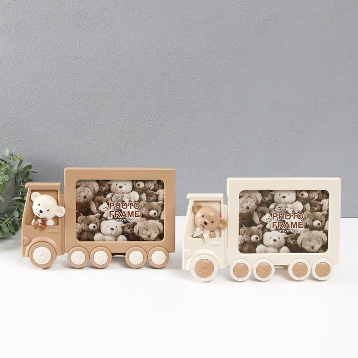 Фоторамка пластик 13х18 см Фоторамка пластик 13х18 см "Мишка в грузовичке" МИКС 29х4х19 см