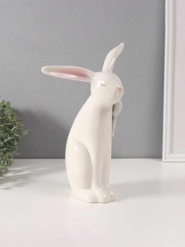 Сувенир керамика Сувенир керамика "Белый зайка с большим бантом" 10,5х19,5х29,5 см