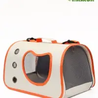 Сумка - переноска каркасная &laquo;Кошачий вид&raquo;, 41&times;27&times;25 см, белая, оранжевая