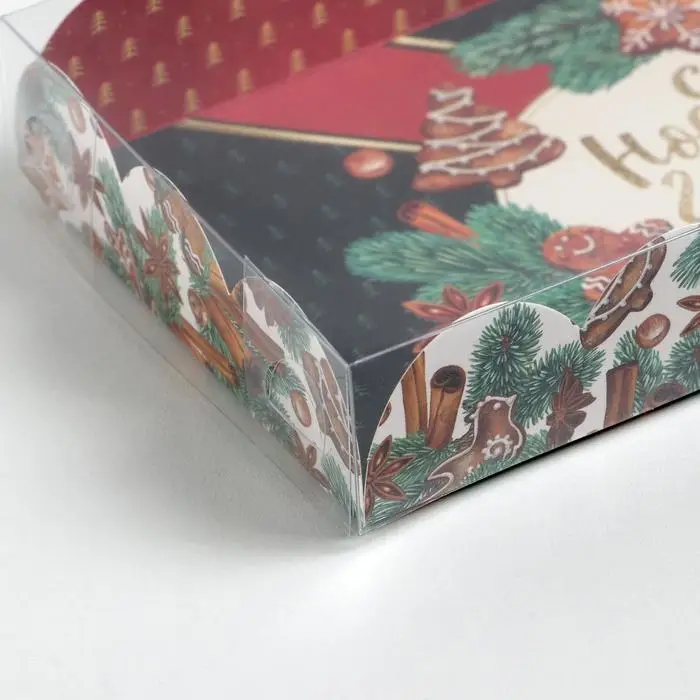 Коробка для кондитерских изделий с пластиковой крышкой &laquo;Корица&raquo;, 10.5 х 21 х 3 см