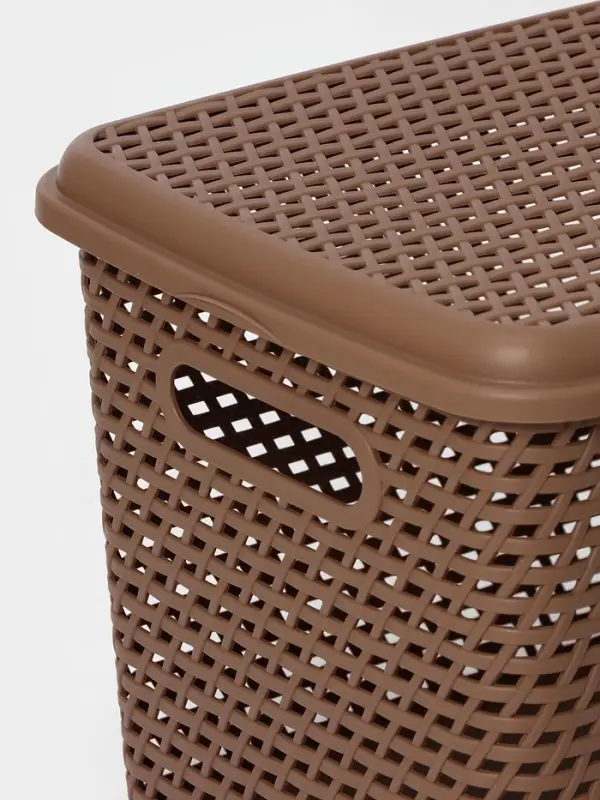 Корзина для хранения &laquo;Ротанг&raquo;, 23 л, 45&times;30&times;26.5 см, с крышкой, коричневая