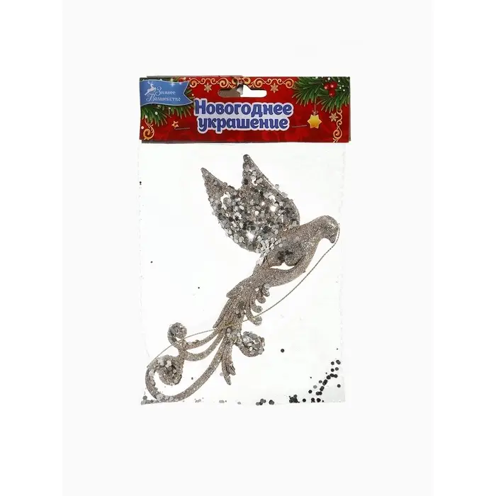 Ёлочная игрушка &laquo;Зимнее волшебство. Птица&raquo; пластик, сияние 9.5&times;16 см, золото