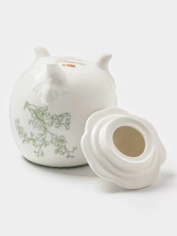 Сахарница WY Bloomware, 300 мл, 12&times;9 см, фарфор, зелёная, белая