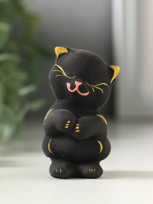 Фигурка керамика &laquo;Котик милашка&raquo;, 7 см, чёрный