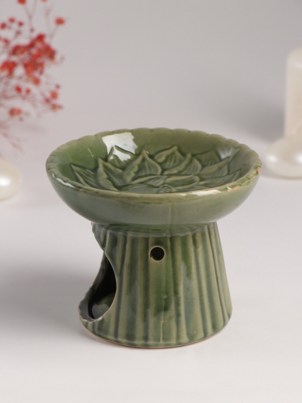 Аромалампа керамика Аромалампа керамика "Лотос" тёмно-зеленая 11,4х11,4х9 см