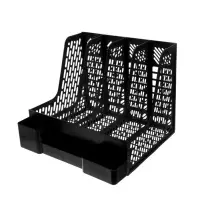 Лоток для бумаг Calligrata с отделениями для пишущих принадлежностей, вертикальный, 4 отделения, чёрный