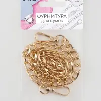 Цепочка для сумки, плоская, с карабинами, алюминиевая, 9&times;14 мм, 60 см, цвет золотой