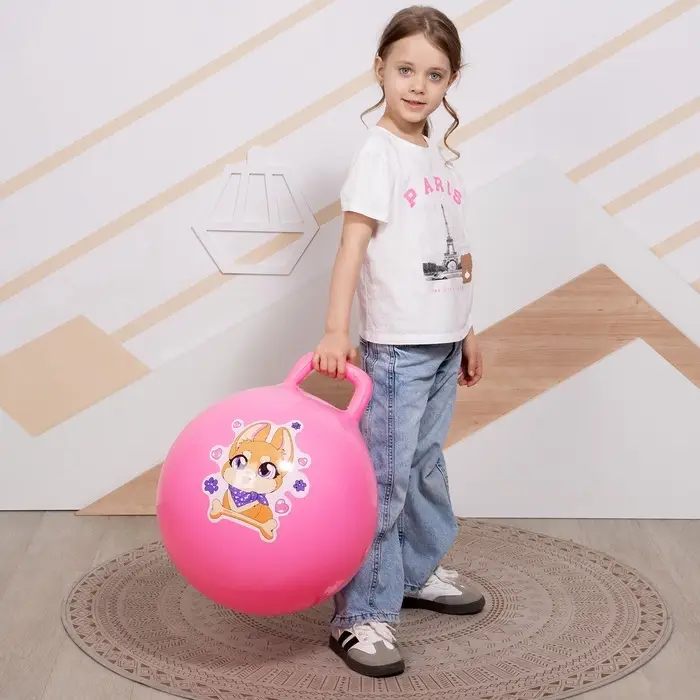 Мяч - прыгун с ручкой ONLYTOP &laquo;Корги&raquo;, d=45 см, розовый