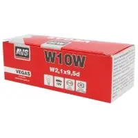 Лампа AVS Vegas 12V. W10W(W2,1x9,5d) BOX 10шт.