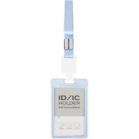 Бейдж Deli 64803 вертик.,с держат.,вкладыш:89x54мм,влагозащ.,голубой,блист