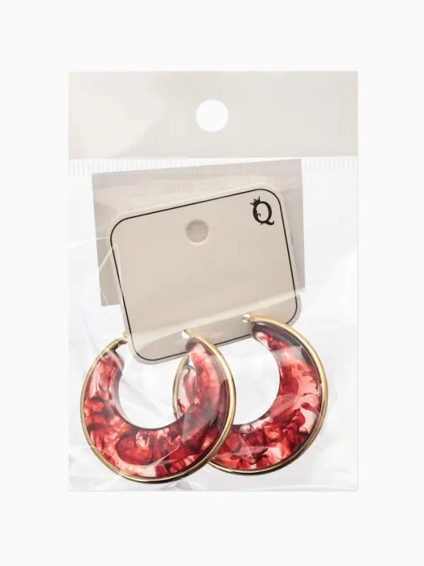 Серьги-кольца акрил &laquo;Тренд&raquo;, бордовые в золоте