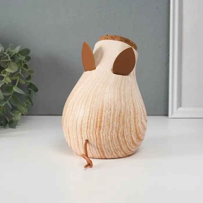 Копилка для денег &laquo;Свинья мордашка с большим пяточком&raquo;, керамика под дерево, 13.3&times;11.7&times;16.3 см