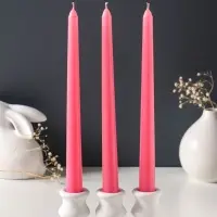 Набор свечей античных 25 см, 3 шт., 58 г, 7 ч, розовый