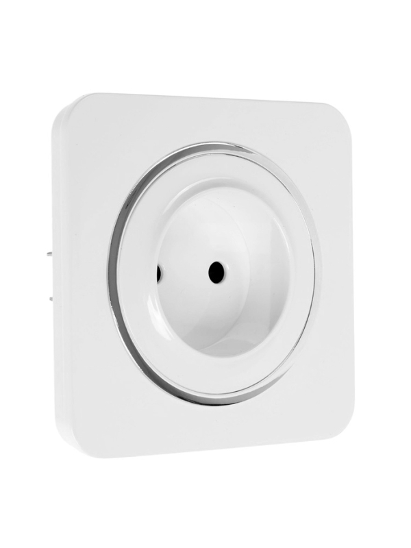 Розетка одноместная, серия  Розетка одноместная, серия "Circular", 10 А, скрытая, без з/к, белая, серебристая рамка
