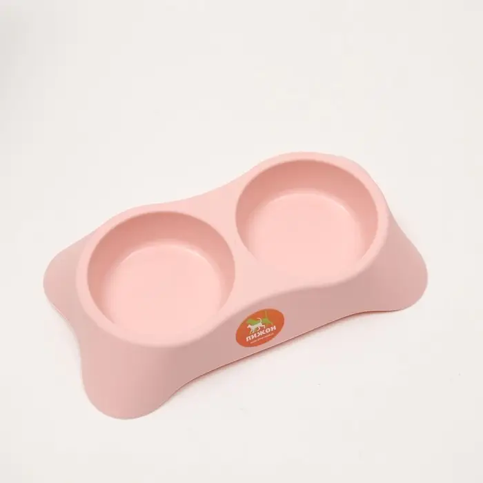 Миска пластиковая двойная, 28 х 16 х 5 см, розовая Миска пластиковая двойная, 28 х 16 х 5 см, розовая