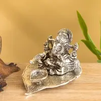 Подставка под благовония «Ганеша на листе», 12.5×10×6.7 см, алюминий