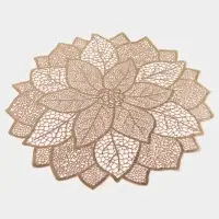 Салфетка сервировочная на стол Доляна &laquo;Цветок&raquo;, d=38 см, золотая