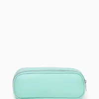 Косметичка - пенал на молнии с двумя отделами, зелёная