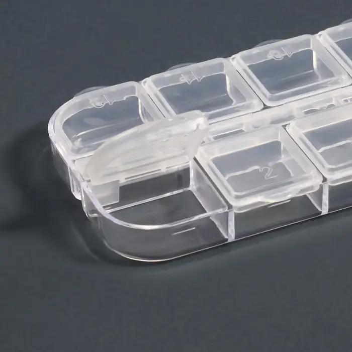 Органайзер для хранения мелочей, 12 ячеек, 13×5.3×1.3 см, прозрачный Органайзер для хранения мелочей, 12 ячеек, 13×5.3×1.3 см, прозрачный