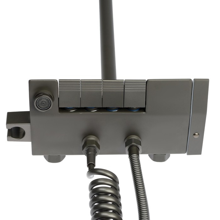 Душевая система ZEIN Z3685, верхняя и ручная лейка, ПВХ шланг, гигиенический набор, графит Душевая система ZEIN Z3685, верхняя и ручная лейка, ПВХ шланг, гигиенический набор, графит