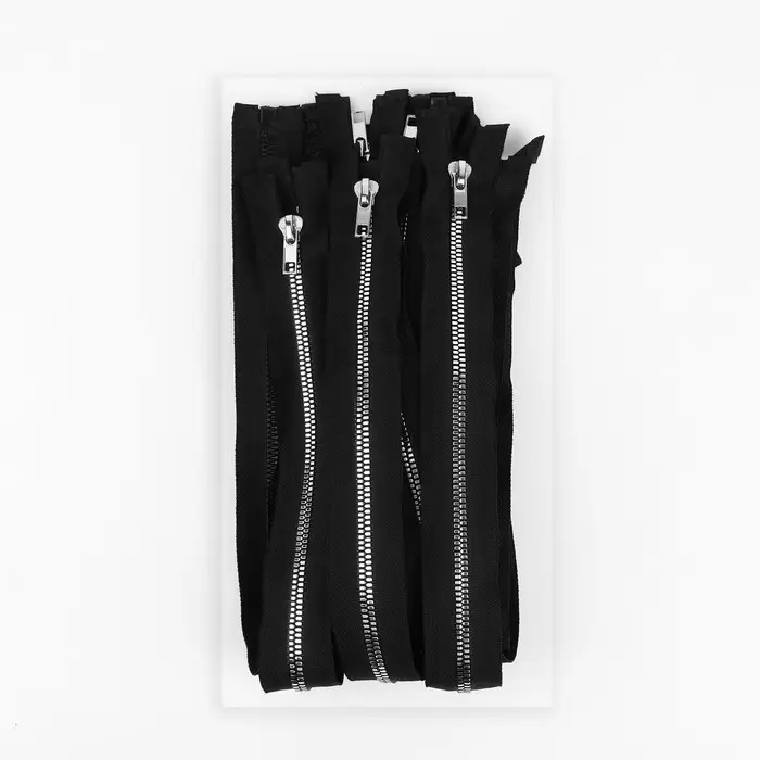 Молния «Трактор», №5, разъёмная, декоративное звено «Акулий зуб», замок автомат, 50 см, чёрная