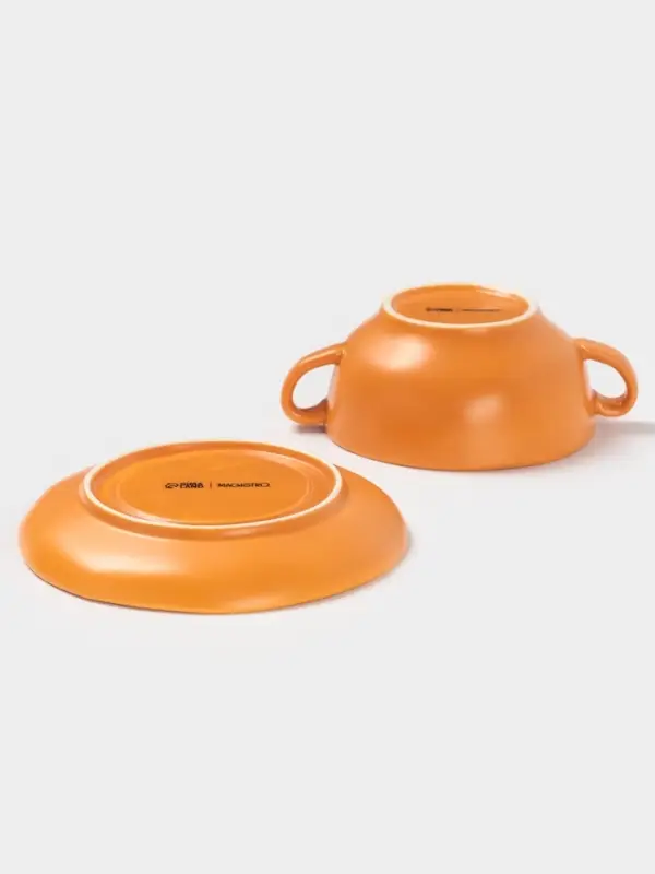 Бульонница с блюдцем Magistro Potter, 255 мл, фарфор, оранжевая