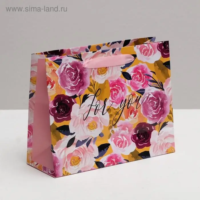 Пакет подарочный ламинированный, упаковка, «For you», 22 х 17.5 х 8 см