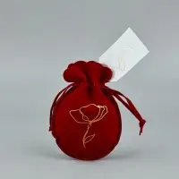 Мешочек подарочный замшевый &laquo;Цветок&raquo;, красный, тиснение, 9&times;12 см &plusmn; 1.5 см