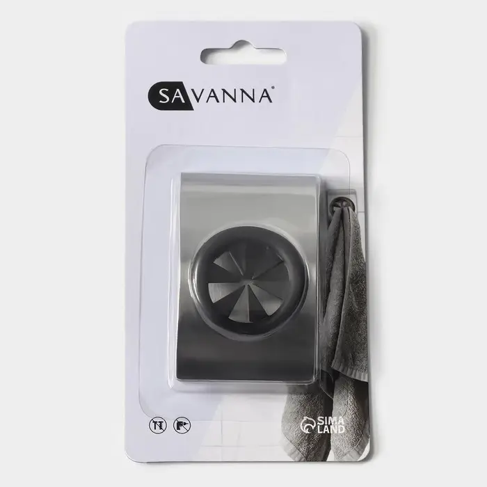 Крючок - держатель самоклеящийся SAVANNA Chrome Loft, для салфеток и полотенец, металл, 3&times;8&times;5 см, хромированный