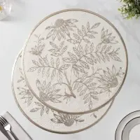 Салфетки сервировочные на стол Доляна &laquo;Ботаника&raquo;, 2 шт., d=38 см, бежевые