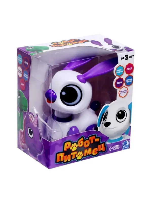 Робот кролик &laquo;Питомец&raquo; IQ BOT, интерактивный: с записью звуков, реагирует на хлопки, звук, свет, на батарейках, розовый