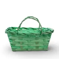 Корзина плетеная 24 х 20 х 8 см,боковые ручки, зеленый квадрат
