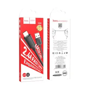 Кабель X88 HOCO USB на Lightning 1M 2.4A черный