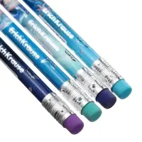 Карандаш чернографитный ErichKrause &laquo;Aquamarine', пластиковый, круглый, с ластиком, МИКС
