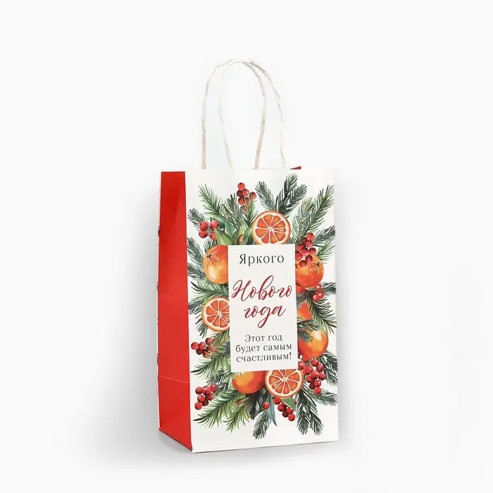 Пакет подарочный новогодний крафтовый «С Новым годом», 12 х 9 х 21 см Пакет подарочный новогодний крафтовый «С Новым годом», 12 х 9 х 21 см