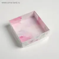 Кондитерская упаковка, коробка для макарун с пластиковой крышкой, «Весенний подарок», 12 х 12 х 3.5 см